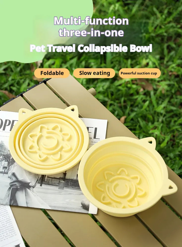 Travel bowl clipped to backpack